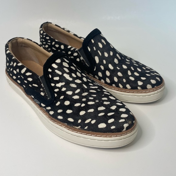 Ugg Soleda Calf Hair Animal Print Slip On Flats Casual Sneakers Womens Size 6 - Picture 14 of 14